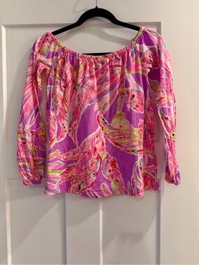 Lilly Pulitzer Enna Off-Shoulder Blouse Tropical Amethyst Sunseekers